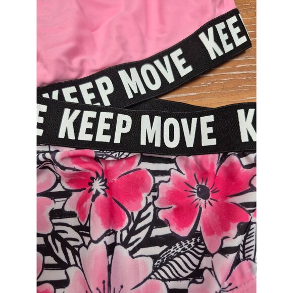 One-Shoulder Pink & Floral "Keep Move" Swimsuit Set For Teen Girl Size 14 - Picture 7 of 12